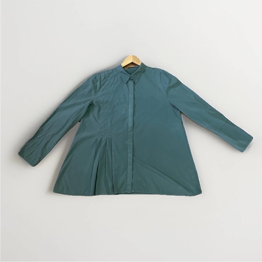 🇩🇪 Elemente Clemente Blouse Shirt Button Up Teal Green Women's Asymmetric XL